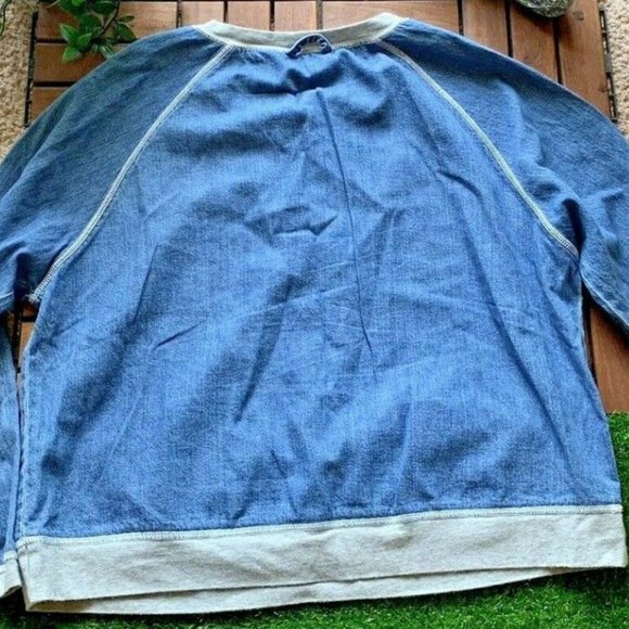 J Jill Blouse Long Sleeve Blue Denim Jeans Sz M - Picture 6 of 8
